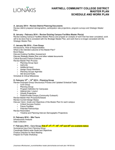 HARTNELL COMMUNITY COLLEGE DISTRICT MASTER PLAN SCHEDULE AND WORK PLAN