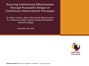 Ensuring Institutional Effectiveness through Purposeful Design of Continuous Improvement Processes