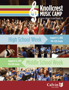 Knollcrest MUSIC CAMP Middle School Week High School Week