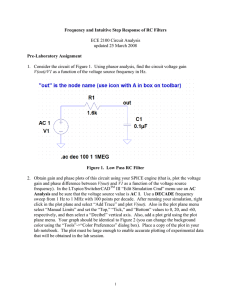 Frequency and Intuitive Step Response of RC Filters  Pre-Laboratory Assignment