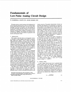 Fundamentals of Low-Noise Analog  Circuit Design W.  MARSHALL LEACH, JR.,