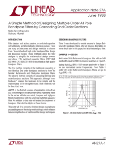 Application Note 27A June 1988 Bandpass Filters by Cascading 2nd Order Sections