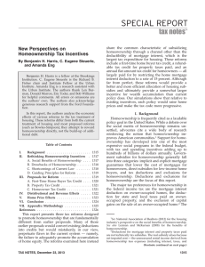 New Perspectives on Homeownership Tax Incentives