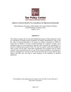 Options to Limit the Benefit of Tax Expenditures for High-Income... Daniel Baneman, Jim Nunns, Jeffrey Rohaly, Eric Toder, Roberton Williams