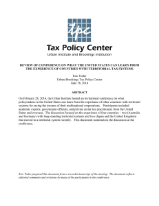 REVIEW OF CONFERENCE ON WHAT THE UNITED STATES CAN LEARN... THE EXPERIENCE OF COUNTRIES WITH TERRITORIAL TAX SYSTEMS