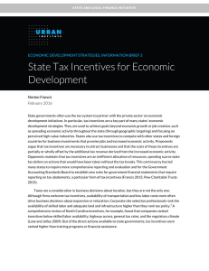 State Tax Incentives for Economic Development Norton Francis February 2016