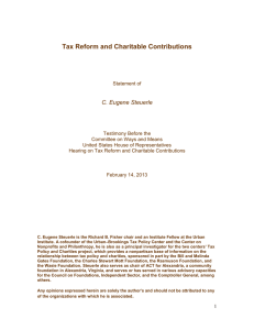 Tax Reform and Charitable Contributions  C. Eugene Steuerle