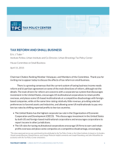 TAX REFORM AND SMALL BUSINESS REFERENCES