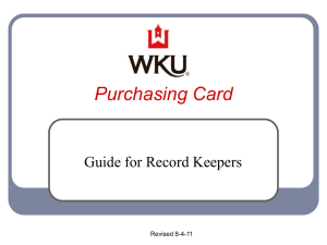 Purchasing Card Guide for Record Keepers Revised 8-4-11