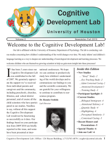 Cognitive Development Lab Welcome to the Cognitive Development Lab!