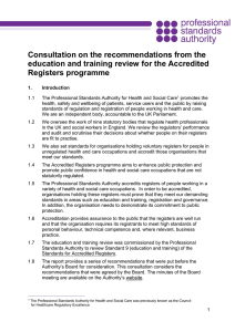 Consultation on the recommendations from the Registers programme
