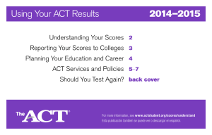 Using Your ACT Results 2014–2015