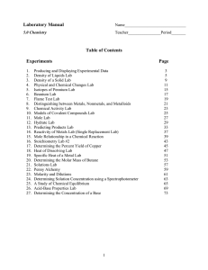 Laboratory Manual Table of Contents Experiments