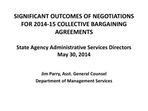 SIGNIFICANT OUTCOMES OF NEGOTIATIONS FOR 2014-15 COLLECTIVE BARGAINING AGREEMENTS