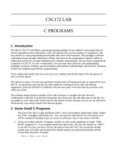 CSC172 LAB C PROGRAMS 1 Introduction