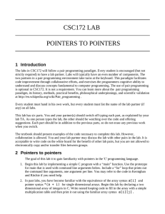 CSC172 LAB POINTERS TO POINTERS 1 Introduction