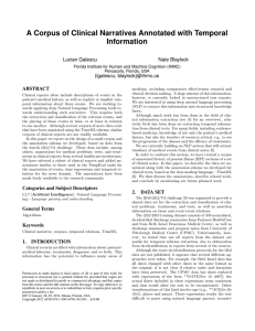 A Corpus of Clinical Narratives Annotated with Temporal Information Lucian Galescu Nate Blaylock