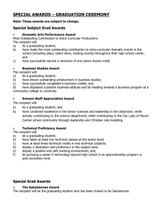 SPECIAL AWARDS – GRADUATION CEREMONY  Special Subject Grad Awards