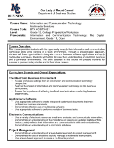 Department of Business Studies Multimedia Solutions Grade 12, College Preparation/Workplace