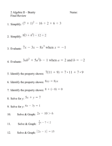2 Algebra II – Beatty  Name: Final Review