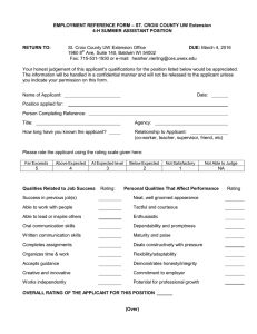 – ST. CROIX COUNTY UW Extension EMPLOYMENT REFERENCE FORM RETURN TO: