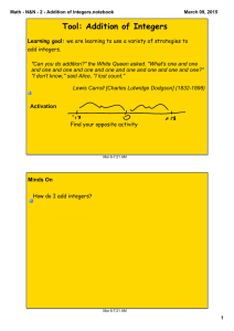 Tool: Addition of Integers