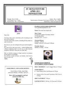 ST. BONAVENTURE APRIL 2011 NEWSLETTER