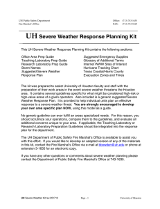 UH _________________________________________ Severe Weather Response Planning Kit