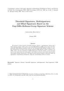 A preliminary version of this paper appeared in International Workshop... in Public Key Cryptography (PKC) 2003 Proceedings, LNCS Vol. 2567,...