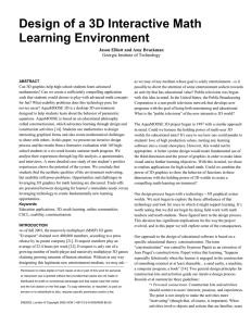 Design of a 3D Interactive Math Learning Environment Georgia Institute of Technology