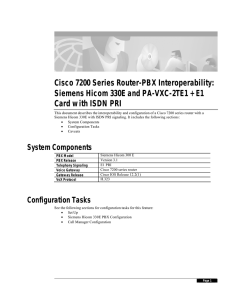 Cisco 7200 Series Router-PBX Interoperability: Card with ISDN PRI