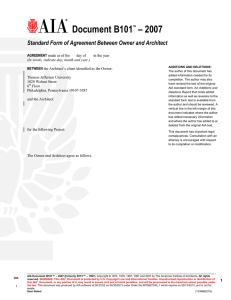 Document B101 – 2007  Standard Form of Agreement Between Owner and Architect