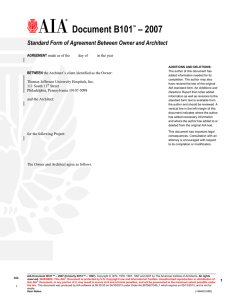 Document B101 – 2007  Standard Form of Agreement Between Owner and Architect