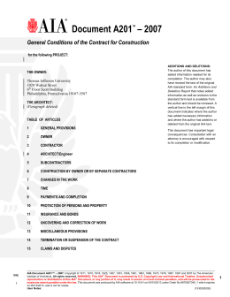 AIA Document A201 – 2007 General Conditions of the Contract for ...