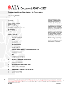 Document A201 – 2007  General Conditions of the Contract for Construction
