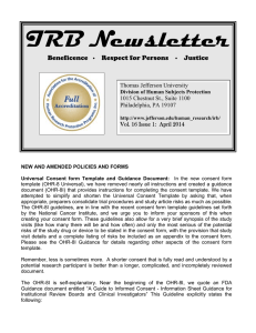 IRB Newsletter  Beneficence   ·    Respect for Persons ...