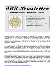 IRB Newsletter  Respect for Persons   ∙   Beneficence  ...