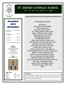 ST. BRIGID CATHOLIC SCHOOL  A Prayer for Peace