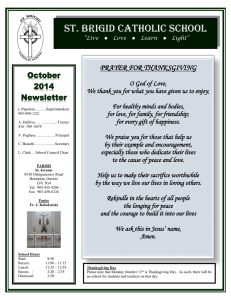 ST. BRIGID CATHOLIC SCHOOL October 2014 Newsletter