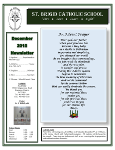 ST. BRIGID CATHOLIC SCHOOL December 2015 Newsletter