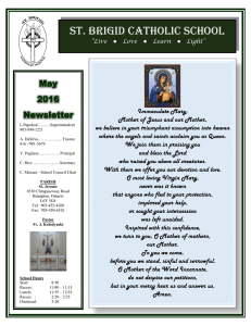 ST. BRIGID CATHOLIC SCHOOL May 2016 Newsletter