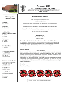 November 2015 ST. CHARLES GARNIER SCHOOL Mississauga East Remembrance Day and Peace