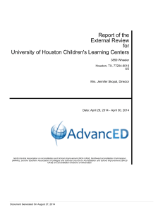 Report of the External Review for University of Houston Children's Learning Centers