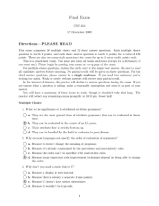 Final Exam Directions—PLEASE READ CSC 254 17 December 2009