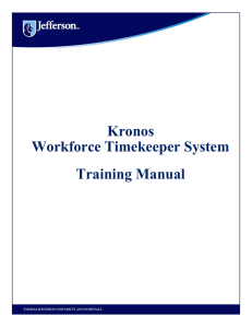 Kronos Workforce Timekeeper System Training Manual