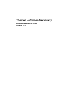 Thomas Jefferson University  Consolidated Balance Sheet June 30, 2015