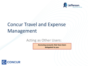 Concur Travel and Expense Management Acting as Other Users: