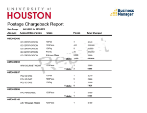 Postage Chargeback Report Account Account Description Class