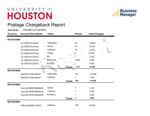 Postage Chargeback Report Account Account Description Class