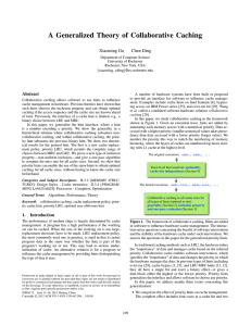 A Generalized Theory of Collaborative Caching Xiaoming Gu Chen Ding